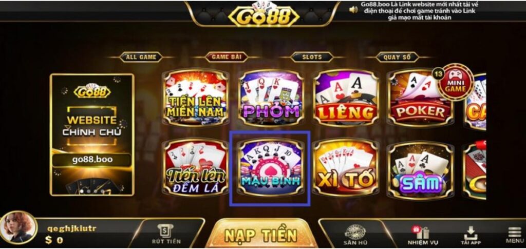 Một số thông tin về trò chơi Mậu Binh GO88