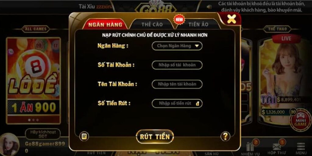 Yêu cầu để được rút tiền từ cổng game GO88