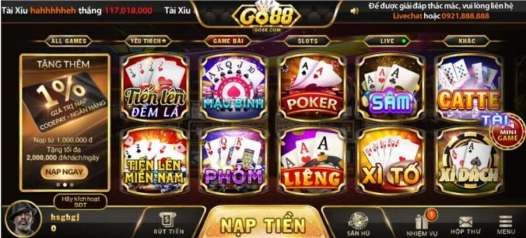 Top sảnh game hấp dẫn chỉ có tại GO88